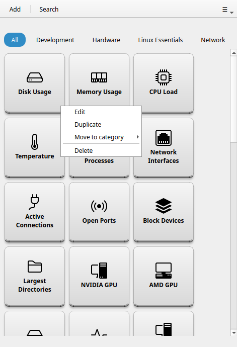Button right-click context menu