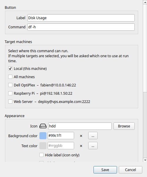 Button editor dialog