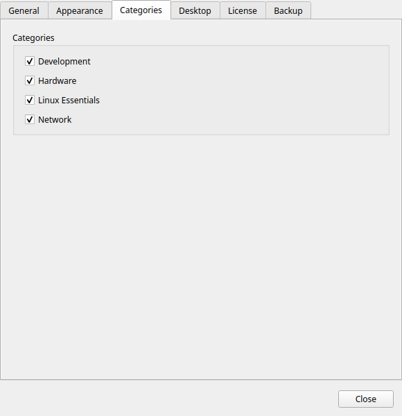 Preferences — Categories