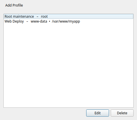 Execution Profiles list